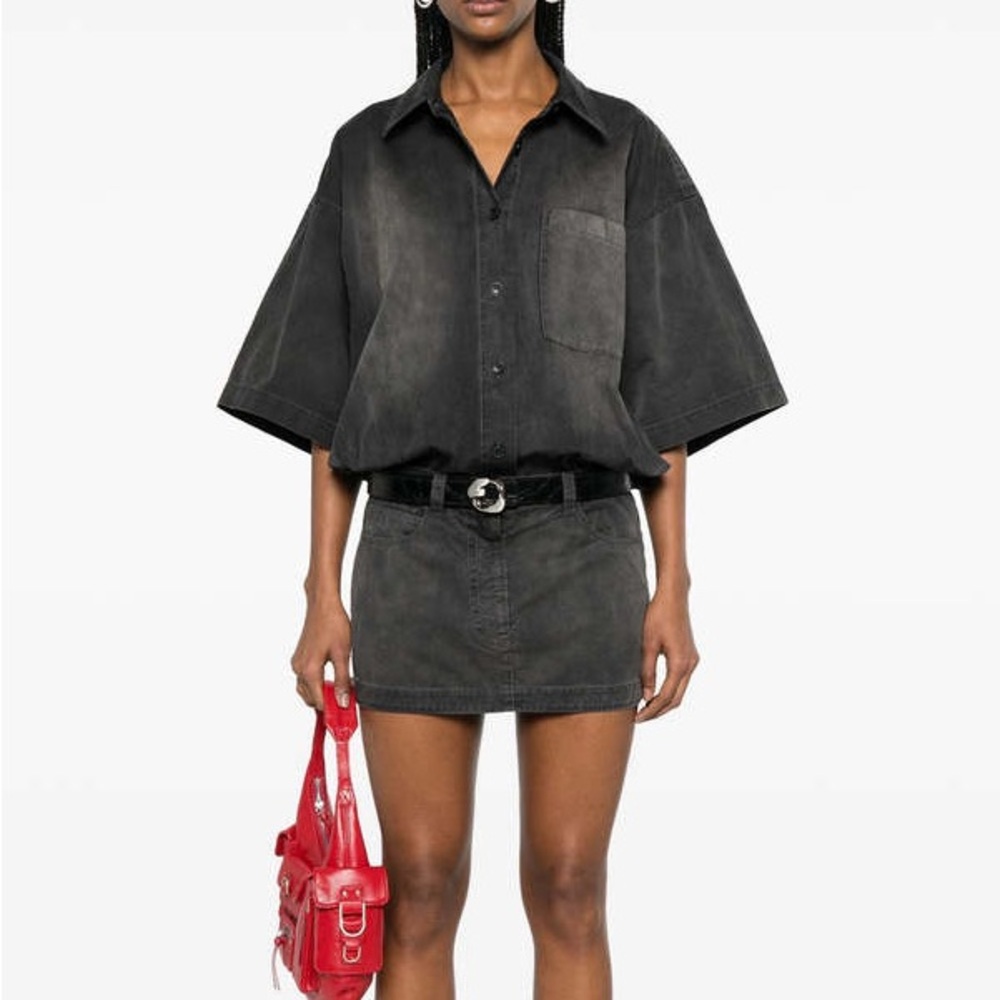 Alexander Wang Short Sleeve Prestyled Shirt Dress